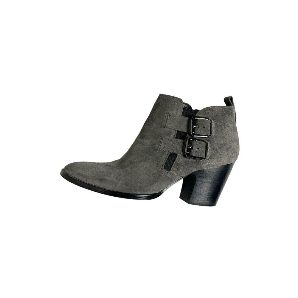 Ivanka Trump Womens Taren Ankle Boots Booties Gray Suede Block Heel Zip 8.5 M